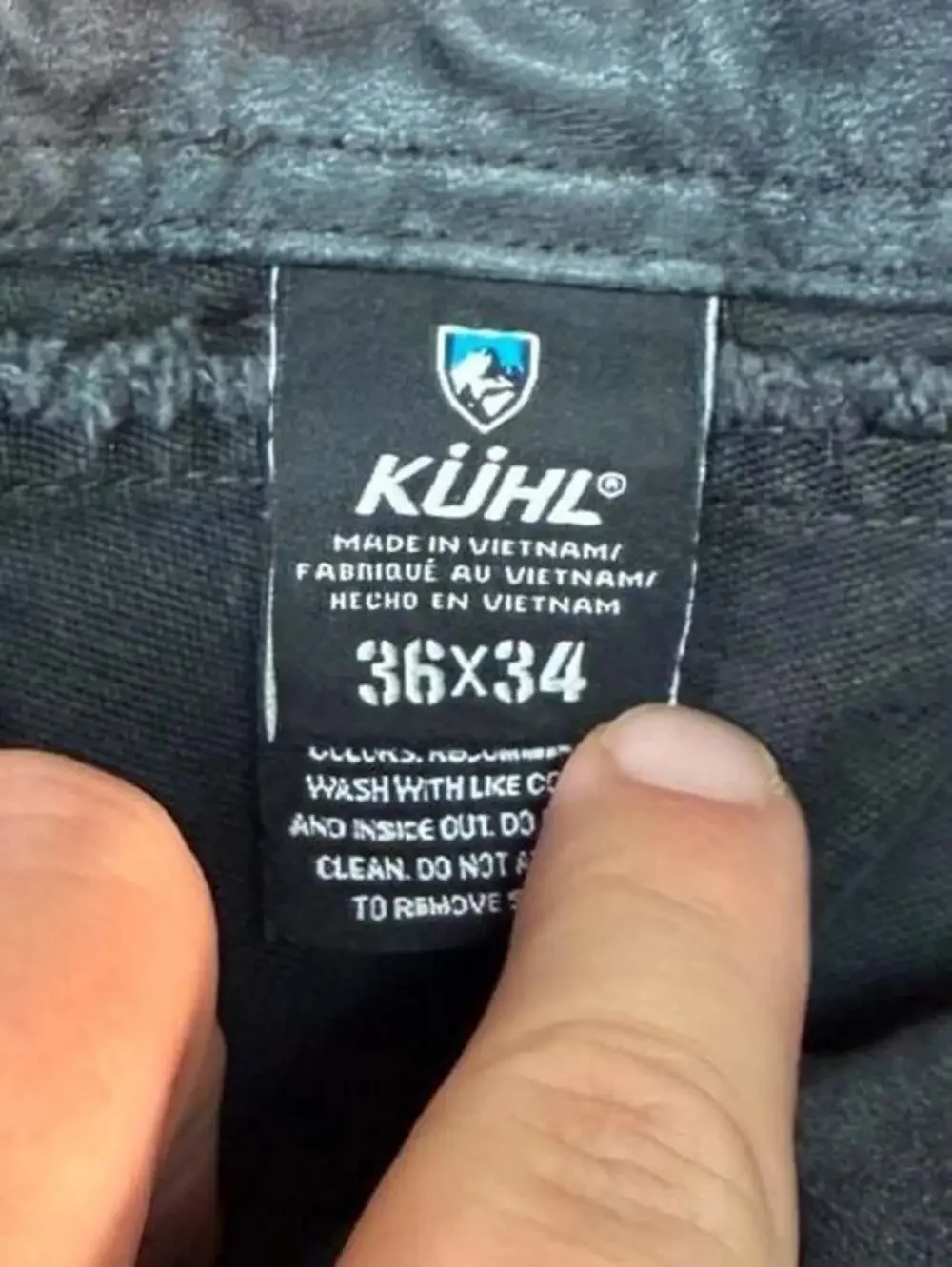 Kuhl Men's Charcoal Grey Vintage Patina Dye Canvas Hiking Work Pants 36x34
